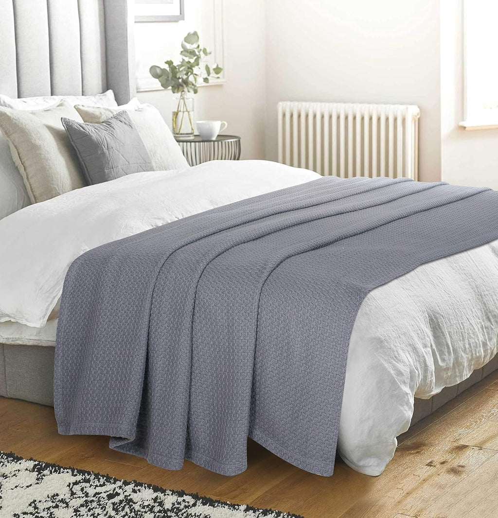 Grey Cotton Thermal Twin Bed Blanket
